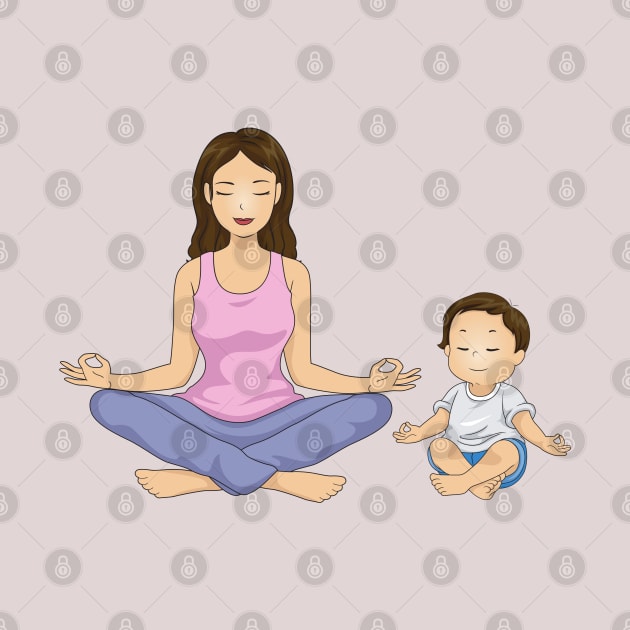 Mother and son doing meditation by TheDesigNook