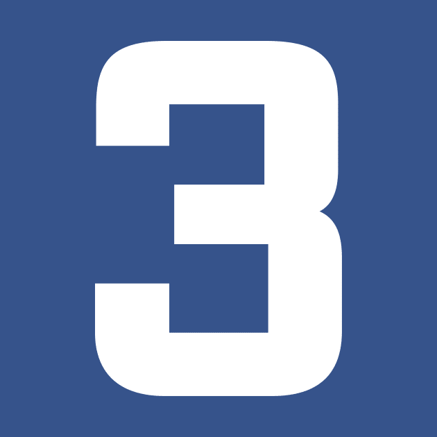 Number Three - 3 - Any Color - Team Sports Numbered Uniform Jersey - Birthday Gift by Modern Evolution