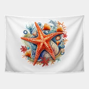 Orange Starfish Tapestry