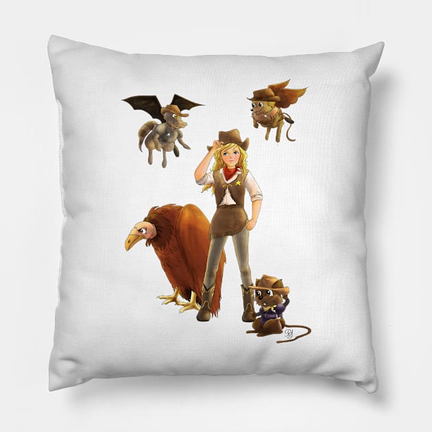 Tammy And Her Critters Tame The West Pillow by reynoldjay