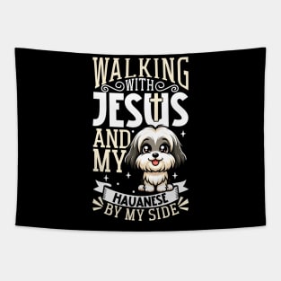 Jesus and dog - Havanese Tapestry