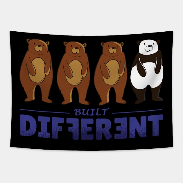 Built different, Funny panda bear cute graphic, Introvert anti-social unique cartoon, Men Women Tapestry by Luxera Wear