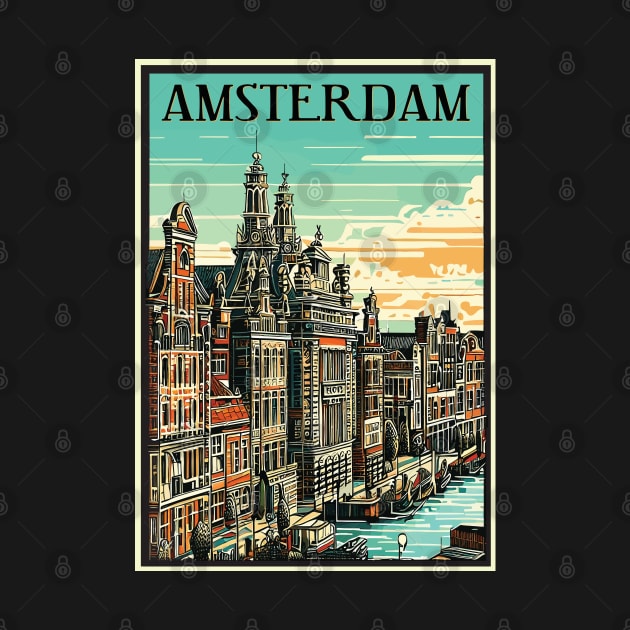 Amsterdam, Holland, Travel Poster by BokeeLee