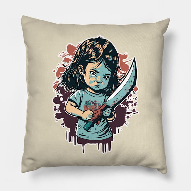 Knife Girl Pillow by pxdg