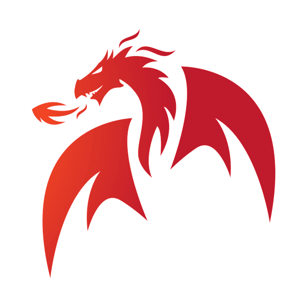 Dragon Head Silhouette Red Gradient Color by Pastel Potato Shop