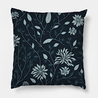 green flowers and leaves pattern Pillow