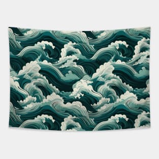 Ephemeral Crests: Hokusai Waves Reimagined Tapestry