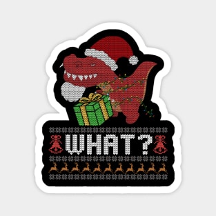 Funny Knitted Dinosaur What Humor Ugly Christmas Sweater Magnet