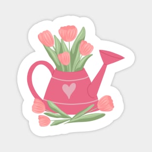 Tulips in a watering can Magnet