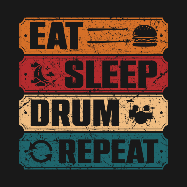 Drummer Eat Sleep Drum Repeat Drum Kit Musician Gifts by KRMOSH