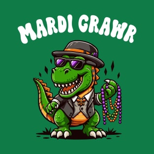 Mardi Grawr Dinosaur TRex Mardi Gras Funny Men Women Kids T-Shirt