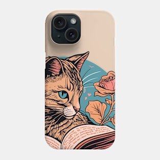 Cat and Book Retro 18 Phone Case