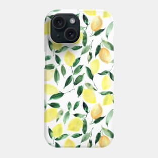 Lemon mint - watercolor lemons italian summer - yellow citrus Phone Case