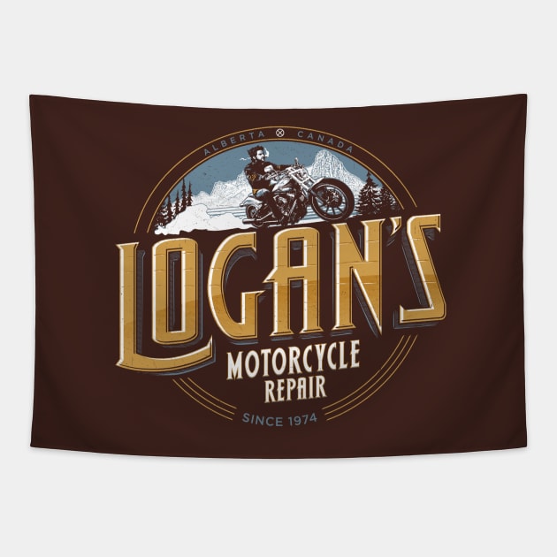 Logan's Motorcycle Repair Tapestry by djkopet