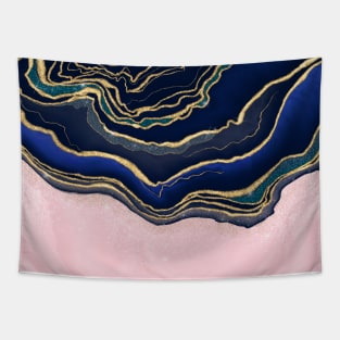 Pink Blue Gold Fluid Liquid Painting Tapestry