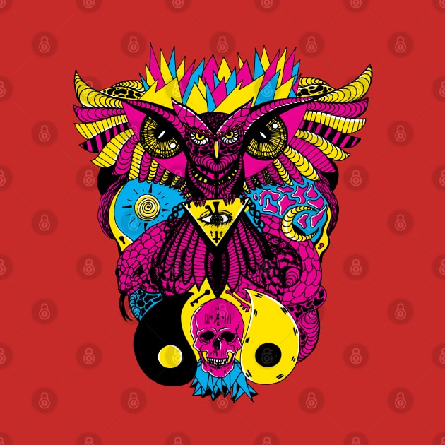 CMYK Owl And Ageless Skull by kenallouis