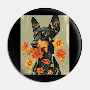 Doberman Dog Flowers Photo Art Design For Dog Onwer Pin