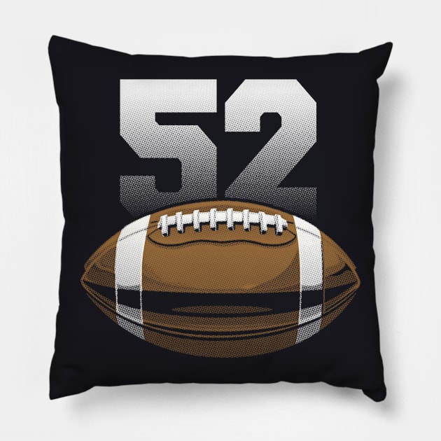 Football Sport Number 52 Graphic Pillow by jaybeebrands