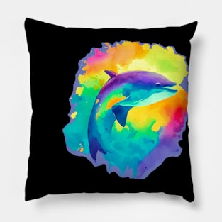 Cute Watercolor Dolphin Pillow