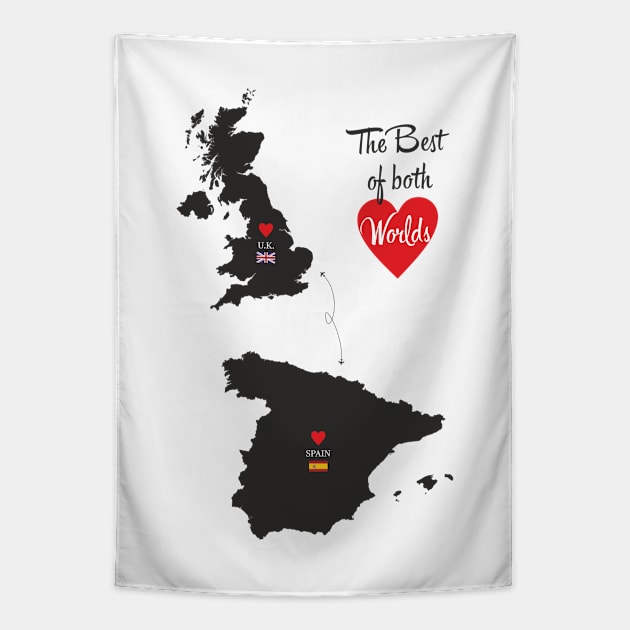 The Best of both Worlds - United Kingdom - Spain Tapestry by YooY Studio