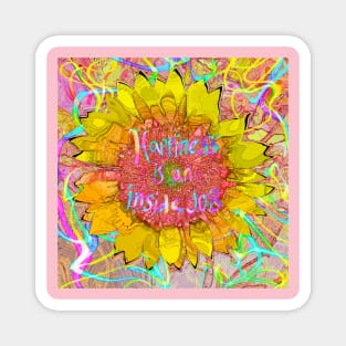 Happiness sunflower art pop Magnet