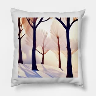 Tranquil Forest in Winter Pillow