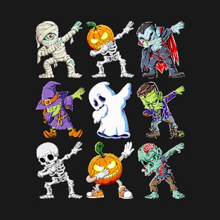 Dab Skeleton Pumpkin Ghost Funny Costume Halloween Boy Girl T-Shirt