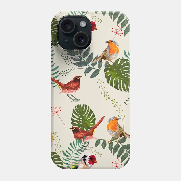 Exotic Bird Paradise Colorful Carefree Tree Leaves Gift Phone Case by WiggleMania