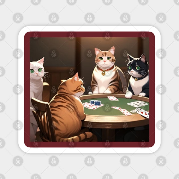 cats playing poker Magnet by Seattle Emo Apparel