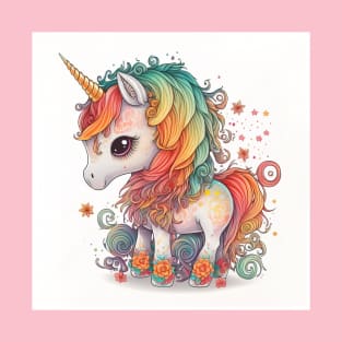 Colourful Baby Unicorn Design T-Shirt