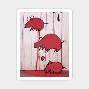 pig wall red Magnet