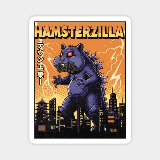 Hamsterzilla Kaiju Pets Retro Poster Magnet