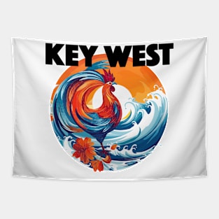 Key West - Rooster (with Black Lettering) Tapestry