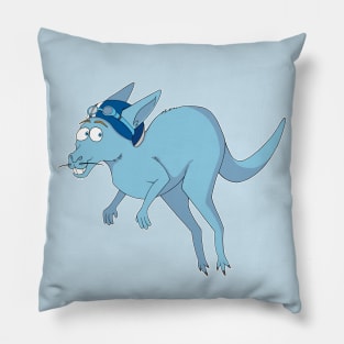 Jumping Blue Kangaroo Pillow