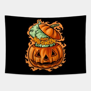 happy halloween jack o lantern illustration Tapestry