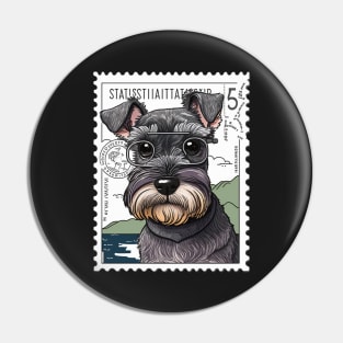 Schnauzer Stamp 3 - Postage Stamp Series Pin