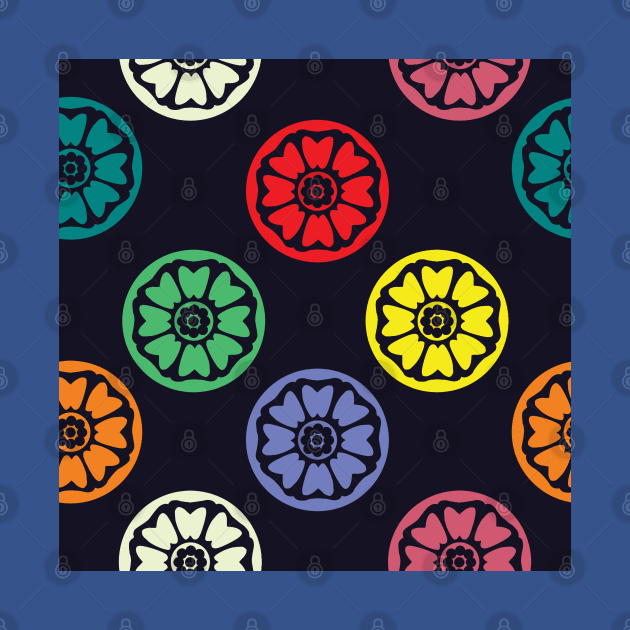 Colorful White Lotus Tile Pattern by FromTheAshes