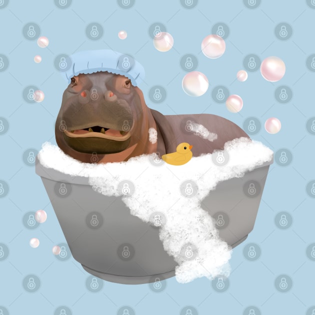 Cute Baby Hippo Bathtime by Suneldesigns