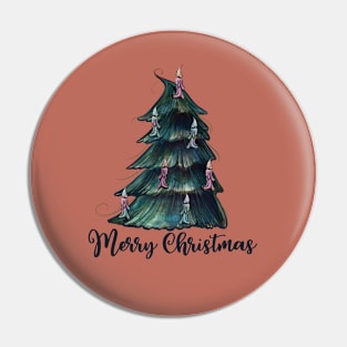 Merry Christmas Tree with Candles Pin