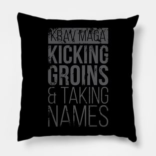 Krav Maga Kicking Groins Gray Pillow