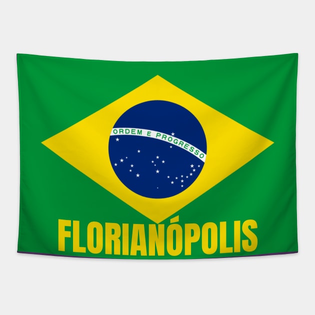 Florianópolis City in Brazilian Flag Tapestry by aybe7elf