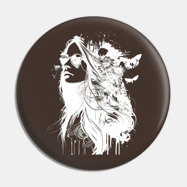 Black and white hippie portrait woman with flowers Pin by Unelmoija