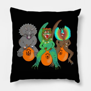 Space Hopping Retro Jurassic Dinosaurs Pillow