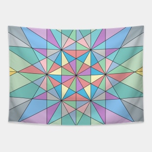 Colorful Pastel Mosaic Triangle Star Pattern Tapestry