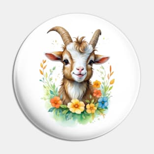 Caprine Cuteness: Watercolor Baby Goat Bliss Pin