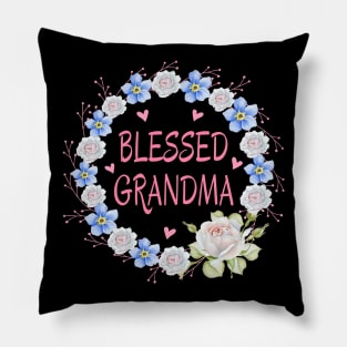 Blessed Grandma With Flower Wreath And Hearts Heartfelt Love Pillow