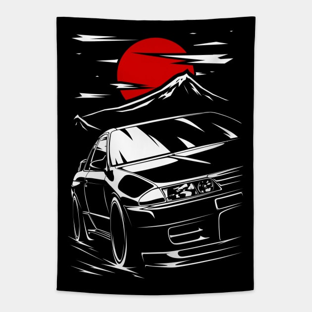 Nissan Skyline R32 Haruna Front 1989 Tapestry by racingfactory