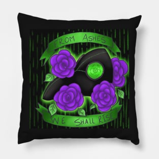 “From Ashes We Shall Rise” Cyber Punk Plague Doctor Pillow