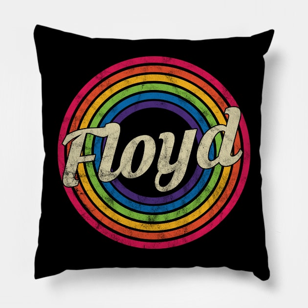 Floyd - Retro Rainbow Faded-Style Pillow by MaydenArt