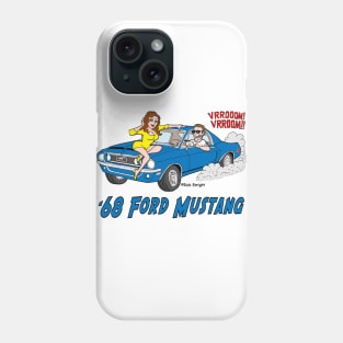 1968 Blue Ford Mustang Cartoon Phone Case